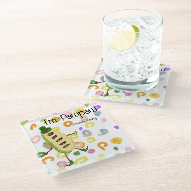I'm Pawpaw Glass Coaster (Angled)