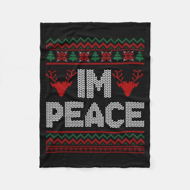 I'm Peace Couple Matching Christmas Ugly Sweater  Fleece Blanket (Front)