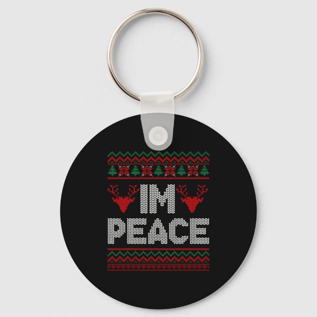 I'm Peace Couple Matching Christmas Ugly Sweater  Key Ring (Front)