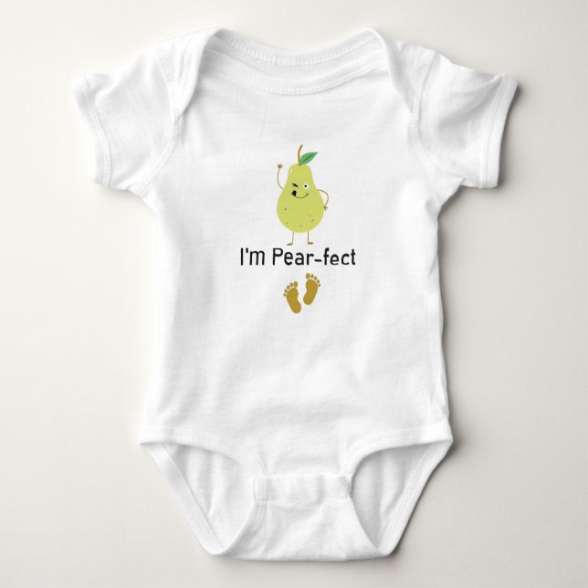 I'm Pear-fect,Baby Fruit Gift Funny Cute Baby Bodysuit (Front)