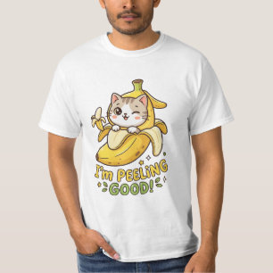 I'm Peeling Good - Funny Kawaii Banana Cat Pun T-Shirt