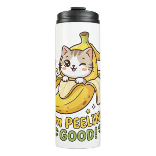 I'm Peeling Good - Funny Kawaii Banana Cat Pun Thermal Tumbler