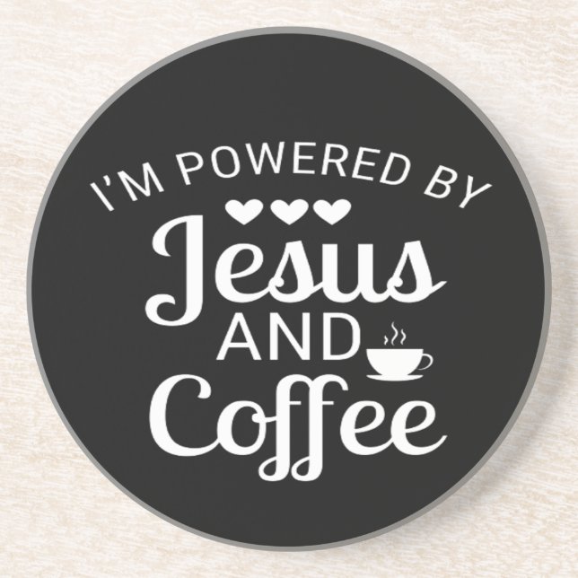 I'm Powered By Jesus and Coffee Coasters (Front)