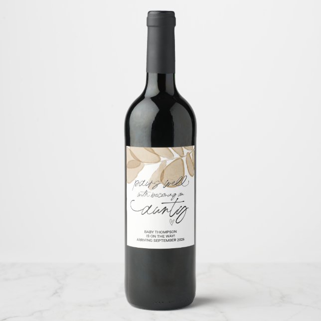 I'm Pregnant New Baby Pregnancy Announcement Aunty Wine Label (Front)