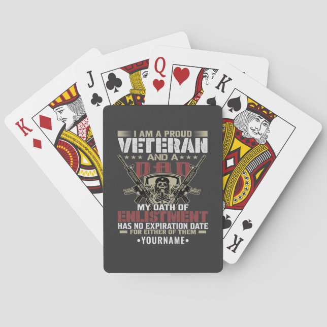 I'm Proud To Be A Veteran And A Dad Playing Cards (Back)