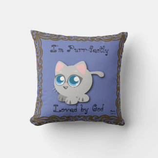 I'm Purr-fectly Loved by God Kitty Pillow