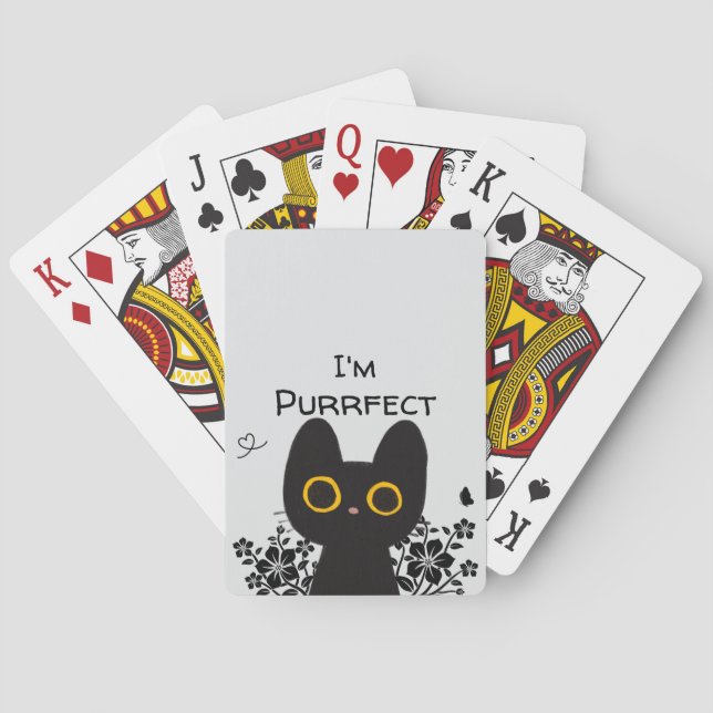 I'm Purrfect Cute Black Cat Playing Cards (Back)
