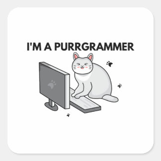 I'm purrgramer square sticker