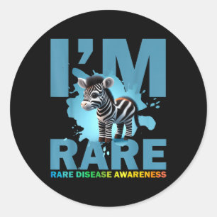 Im Rare, Cute Zebra For Rare Disease Awareness  Classic Round Sticker