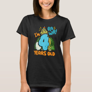 I'm Rawr 4 Years Old Tyrannosaurus Dinosaur Kids B T-Shirt