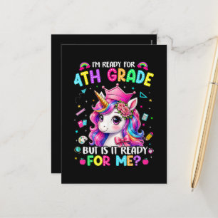 Im Ready for 4th Grade Unicorn First Day of School Holiday Postcard