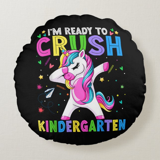 I'm Ready For Kindergarten Back To School Round Cushion (Front)