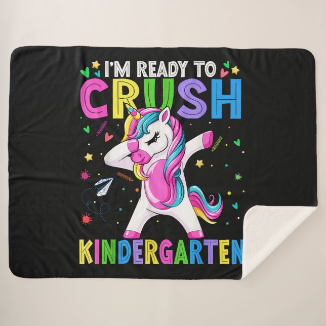 I'm Ready For Kindergarten Back To School Sherpa Blanket (Front (Horizontal))