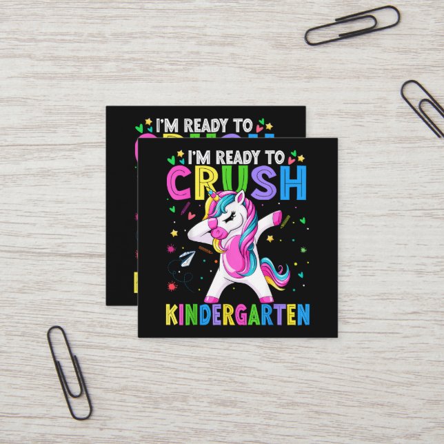 I'm Ready For Kindergarten Back To School Square Business Card (Front/Back In Situ)