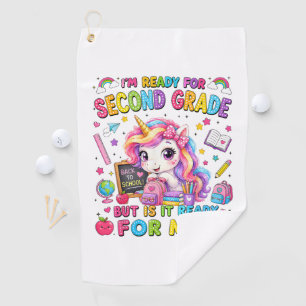 Im Ready for Second Grade Unicorn First Day Golf Towel