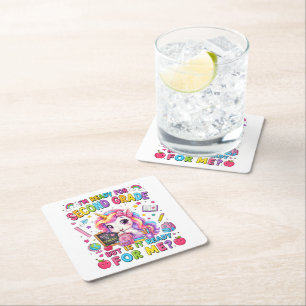 Im Ready for Second Grade Unicorn First Day Square Paper Coaster