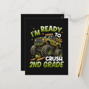 I'm Ready to Crush 2nd Grade Monster Truck Holiday Postcard