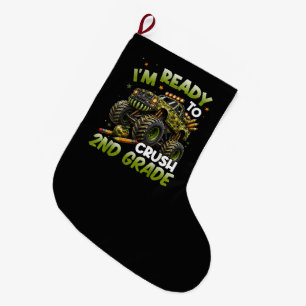 I'm Ready to Crush 2nd Grade Monster Truck Large Christmas Stocking