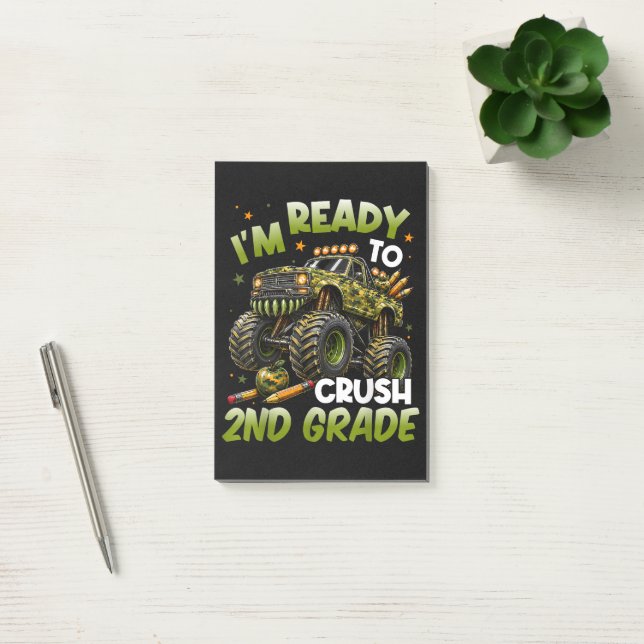 I'm Ready to Crush 2nd Grade Monster Truck Post-it Notes (Office)