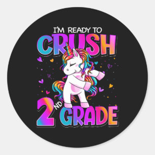 I'm Ready To Crush 2nd Grade Unicorn Back To Schoo Classic Round Sticker