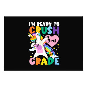 I'm Ready To Crush 3rd Grade Unicorn Heart 1st Day Photo Print