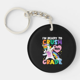 I'm Ready To Crush 4th Grade Unicorn Heart 1st Day Key Ring