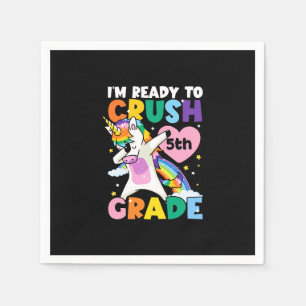 I'm Ready To Crush 5th Grade Unicorn Heart 1st Day Napkin