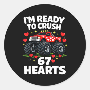 I'm Ready To Crush 67 Hearts Truck Valentines Day Classic Round Sticker