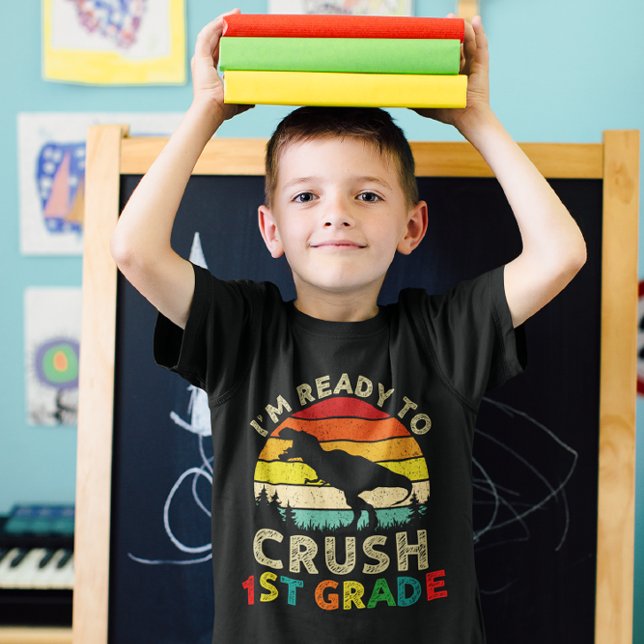 I'm Ready to Crush First 1st Grade Retro Dinosaur T-Shirt (Creator Uploaded)