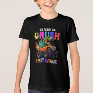 I'm Ready To Crush First Grade Dinosaur Truck Tri-Blend Shirt