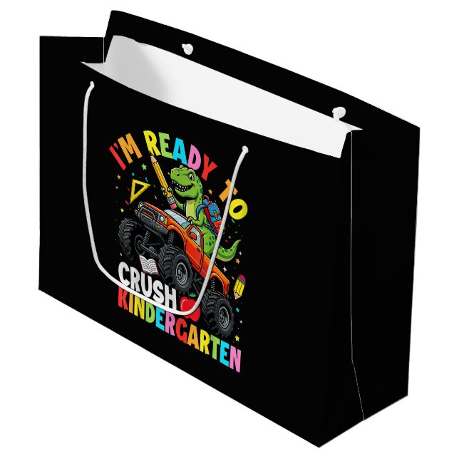 I'm Ready to Crush Kindergarten First Day Large Gift Bag (Front Angled)