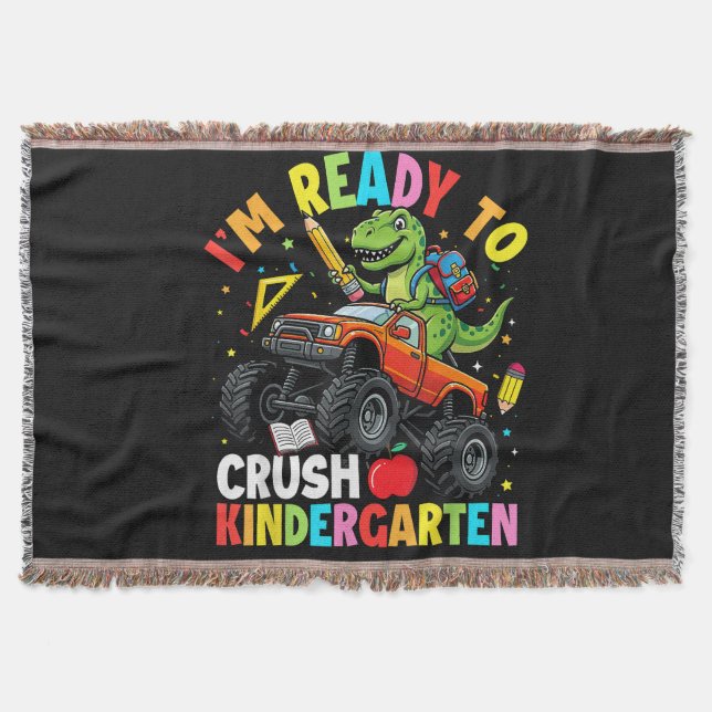 I'm Ready to Crush Kindergarten First Day Throw Blanket (Front)