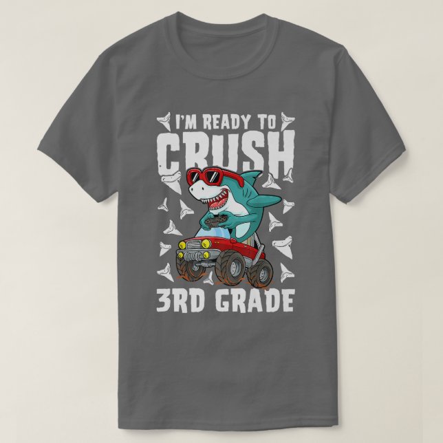 Im Ready To Crush Kindergarten Shark Monster Truck T-Shirt (Design Front)