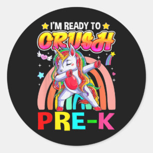 I'm Ready To Crush Pre K Dab Unicorn Back to Schoo Classic Round Sticker