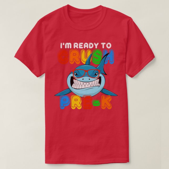 Im Ready To Crush Prek Funny Shark Sunglasses Boys T-Shirt (Design Front)