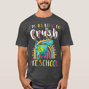 Im Ready To Crush Preschool Girls Dinosaur Back to T-Shirt