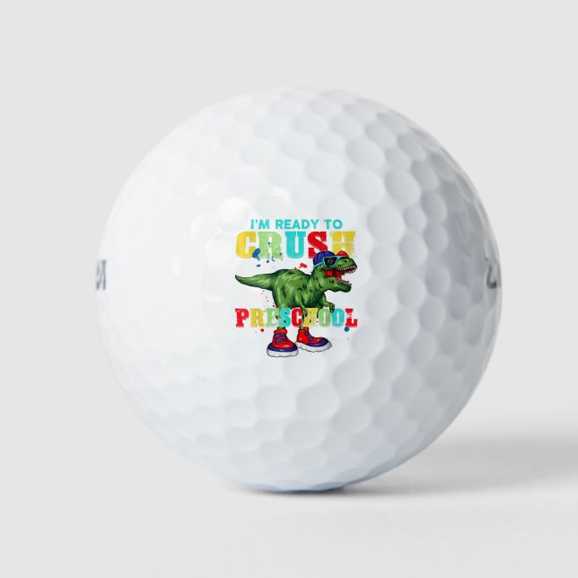 I'm Ready To Crush Second Grade Dinosaur Back To S Golf Balls (Front)
