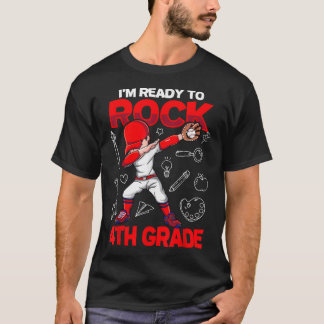 I'M Ready To Rock 4Th Grade Baseball Boys Kid Back T-Shirt
