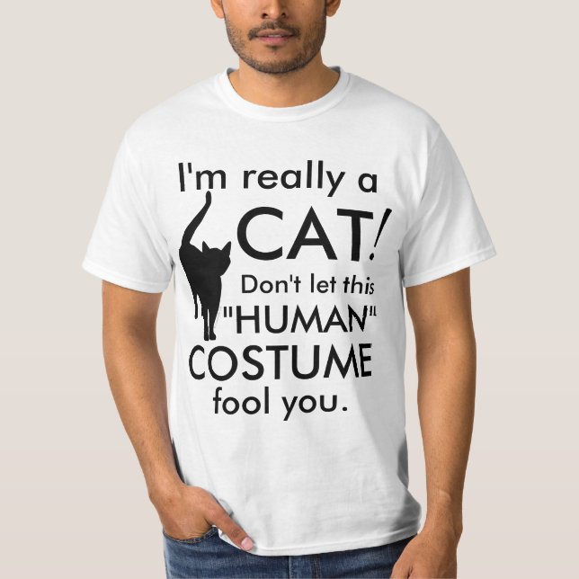 I'm Really a Cat Costume, Funny Cute Halloween T-Shirt (Front)