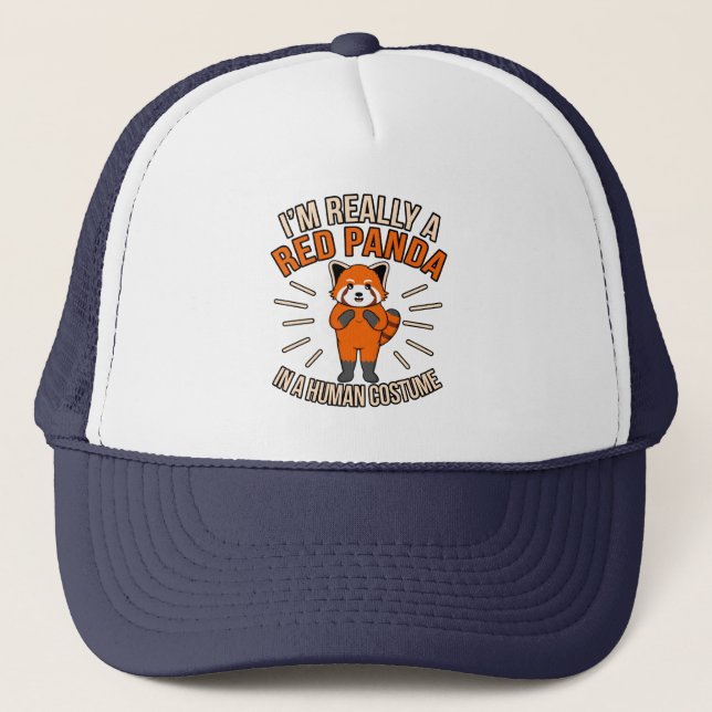 I'm Really A Red Panda Cute Pet Animal Pandas Love Trucker Hat (Front)