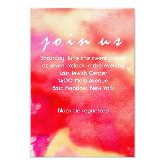 I'M RED WATERCOLOR Bat Mitzvah Reception Card