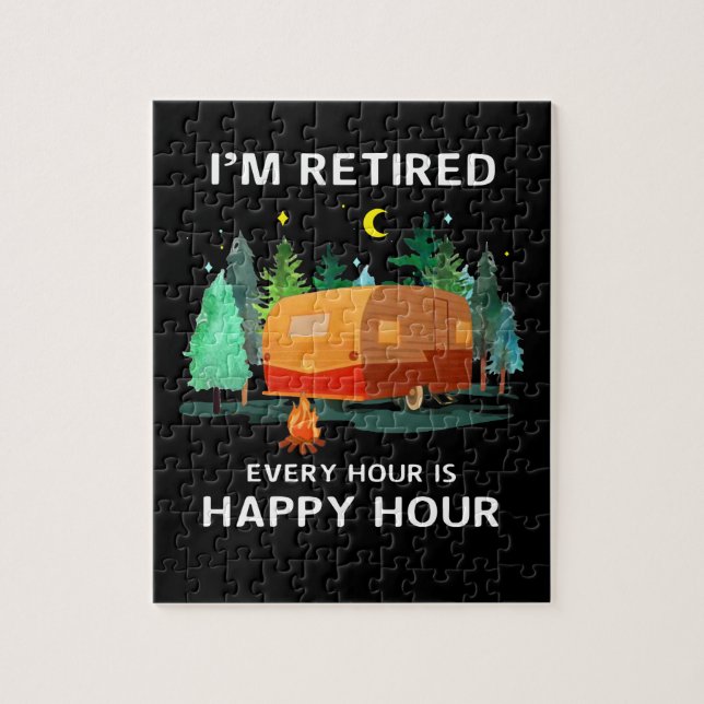 I'm Retired Every Hour In Happy Hour Custom Gift Jigsaw Puzzle (Vertical)
