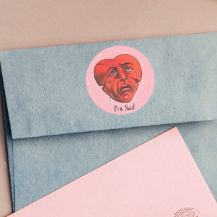 I'm Sad Crying Heart Face Classic Round Sticker