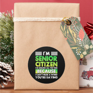 I'M Senior Citizen I'M Smiling All The Time Retro Classic Round Sticker