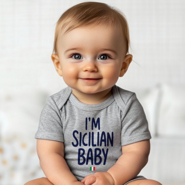 "I'm Sicilian Baby" Funny Pride of Sicily Baby Bodysuit ("I'm Sicilian Baby" Funny Sicily Humor Baby Bodysuits for Sicilian Pride )