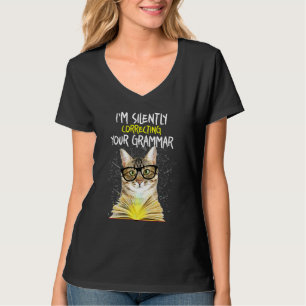 Im Silently Correcting Your Grammar Cat Book T-Shirt