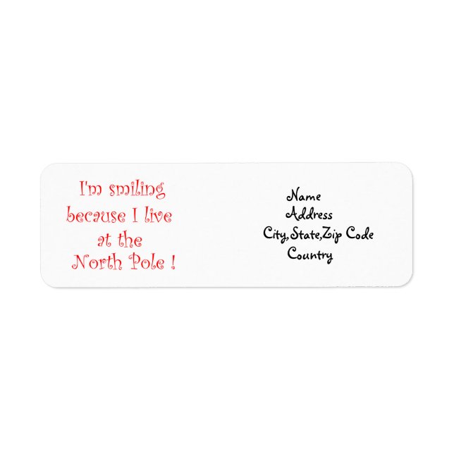 I'm smiling because-address label (Front)