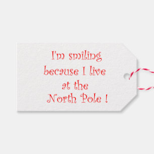 I'm smiling because I live at the North Pole Gift Tags