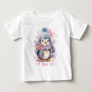 I'm Snow Cute Watercolor Winter Holiday Penguin Baby T-Shirt