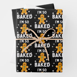 I'm So Baked Gingerbread Man Christmas Cookie Bake Wrapping Paper Sheet